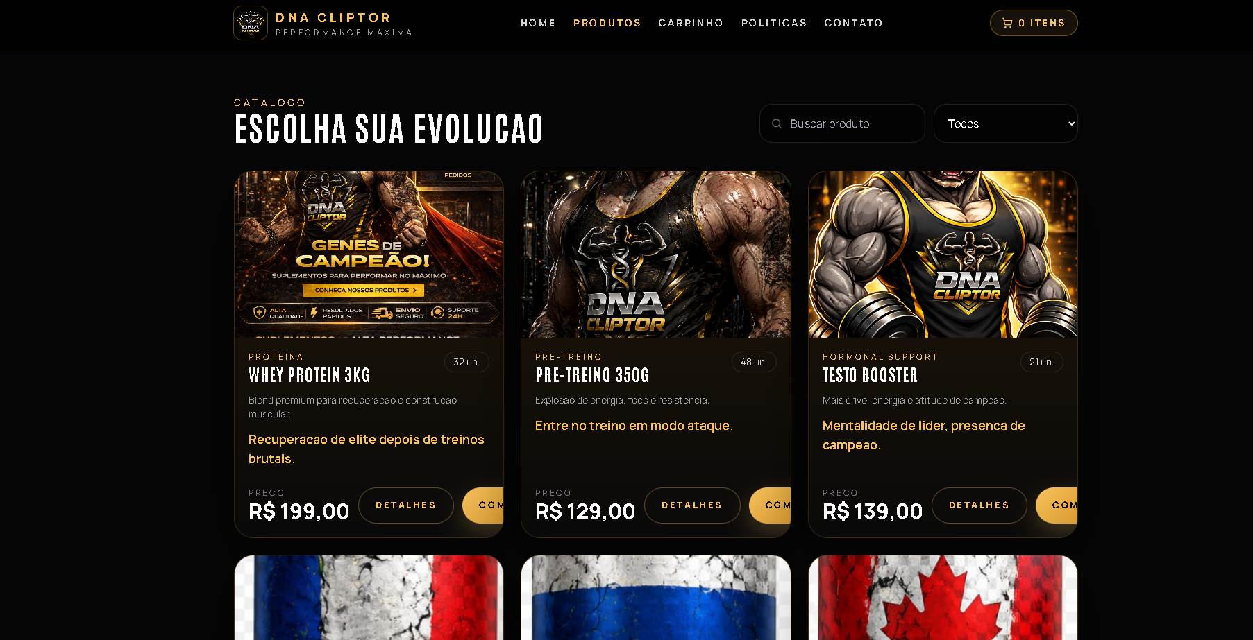 Loja Virtual de Suplementos com Sistema de Vendas Online e Gestão de Pedidos